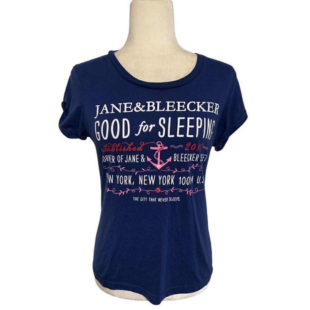 jane & bleeker womens blue sleeping t shirt top small